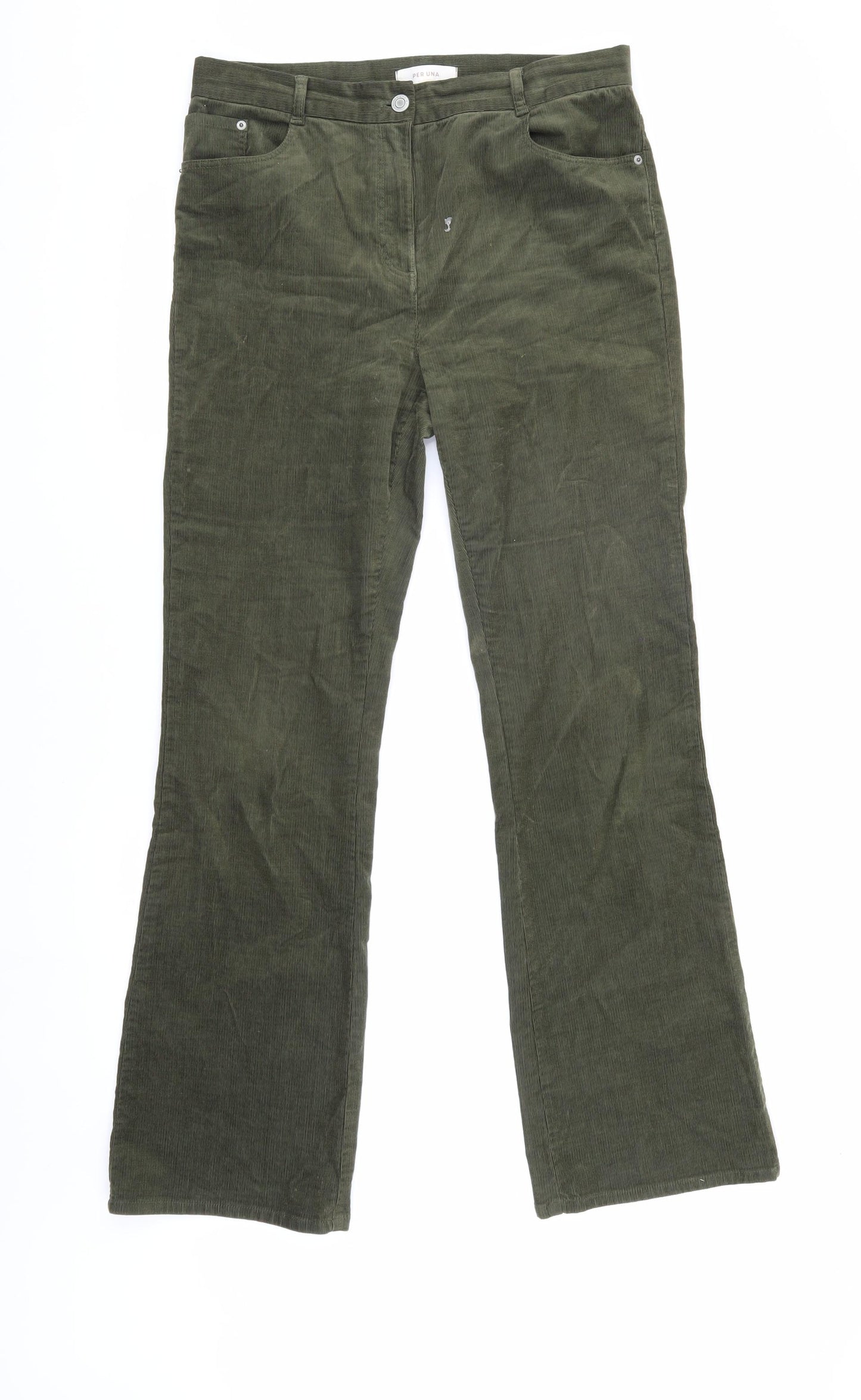 Marks and Spencer Women's Green Corduroy Trousers, Size 12