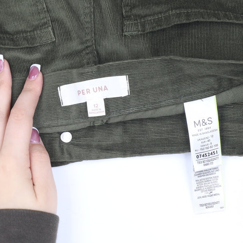 Marks and Spencer Women's Green Corduroy Trousers, Size 12