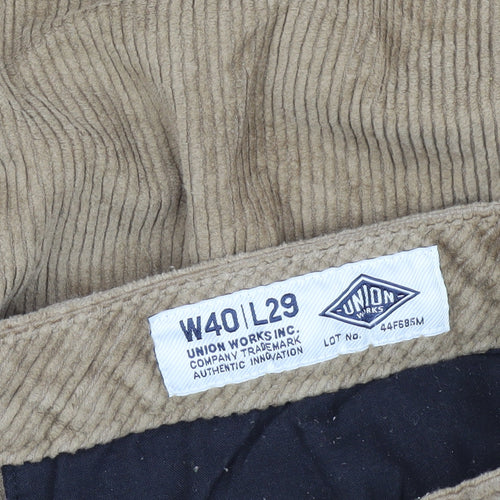 Union Works Men's Brown Corduroy Trousers Size 40