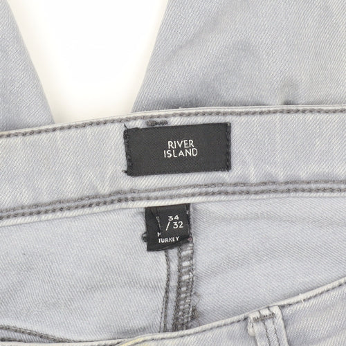 River Island Men's Grey Skinny Jeans Size 34