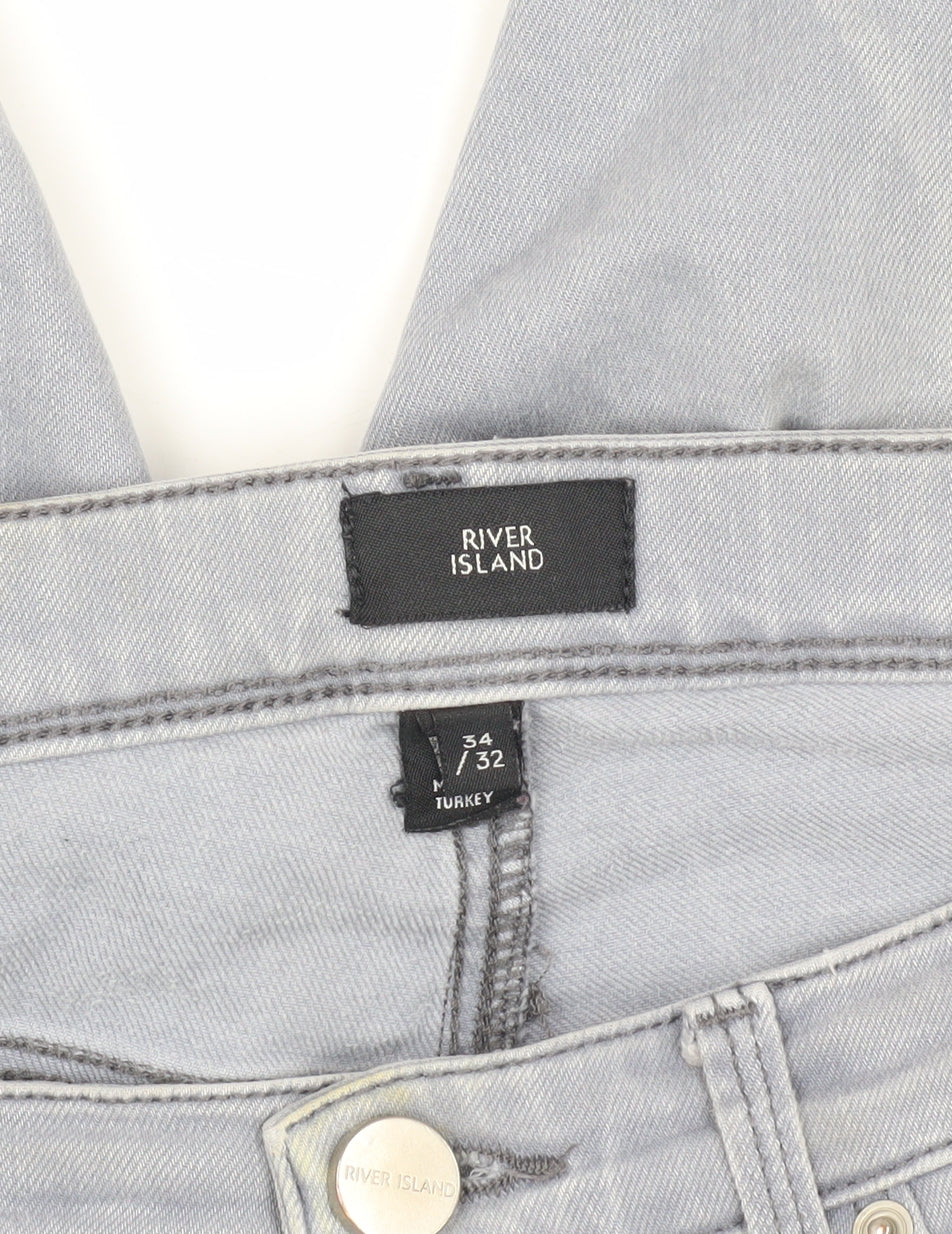 River Island Men's Grey Skinny Jeans Size 34