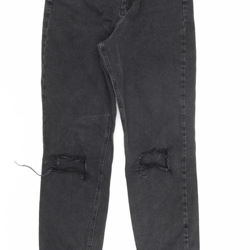ASOS Men’s Black Distressed Straight Jeans, Size 28/32