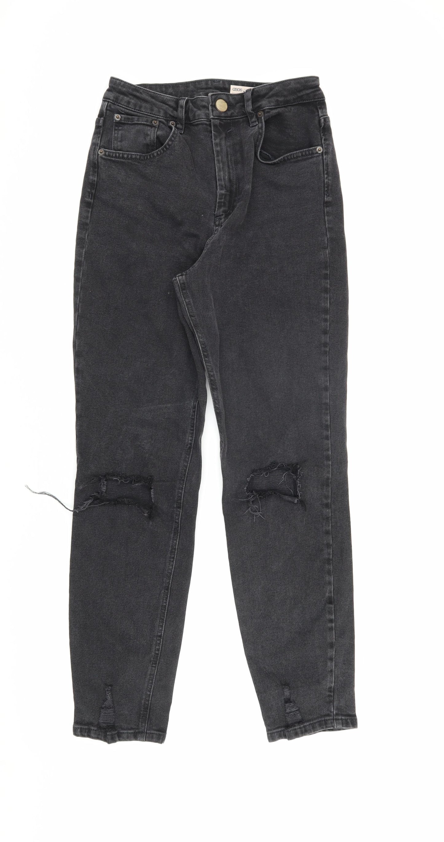 ASOS Men’s Black Distressed Straight Jeans, Size 28/32
