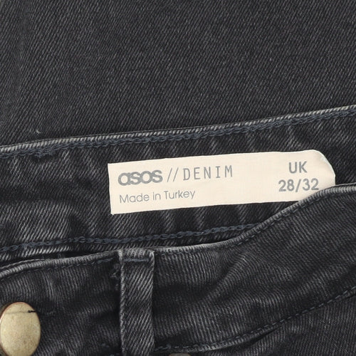 ASOS Men’s Black Distressed Straight Jeans, Size 28/32