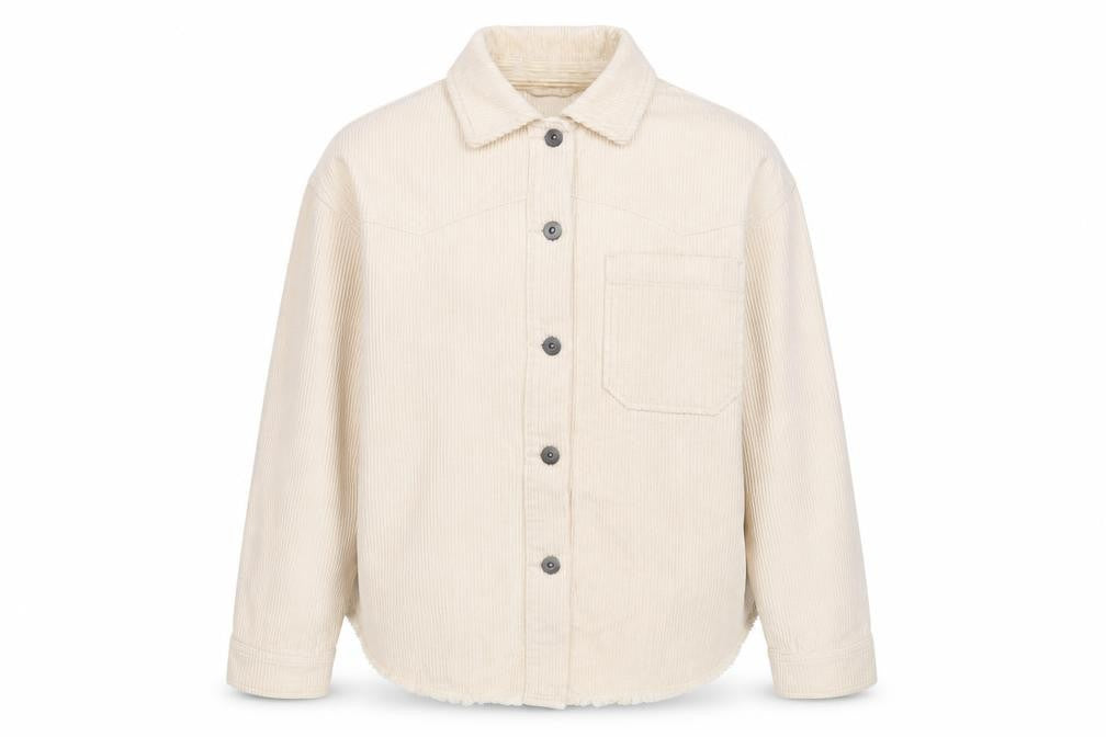 Front view of Zara Women's Beige Corduroy Shacket XS