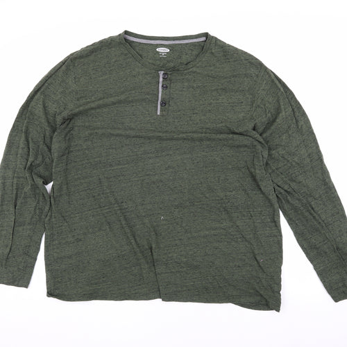 Old Navy Men's Green Henley Long Sleeve T-Shirt 2XL