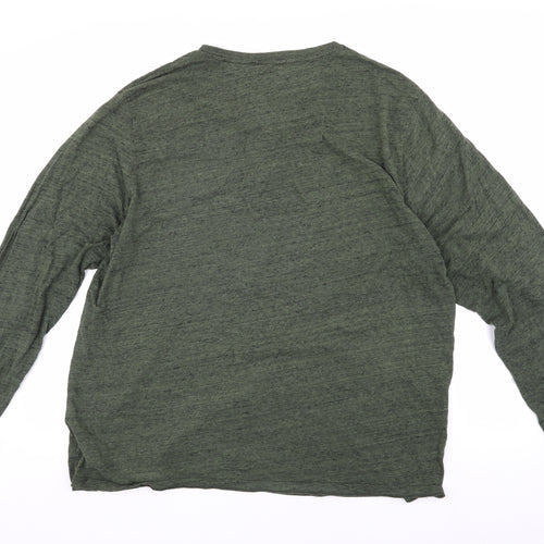 Old Navy Men's Green Henley Long Sleeve T-Shirt 2XL