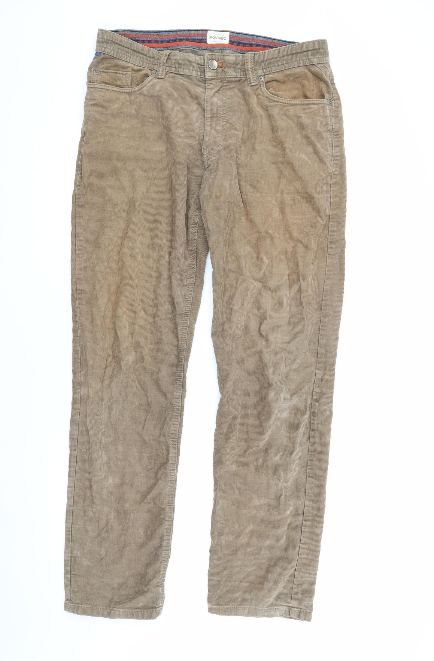 Montego Men's Brown Corduroy Trousers, Size 33