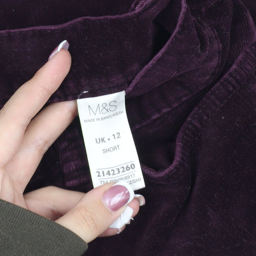 Marks and Spencer Women's Purple Corduroy Trousers 12