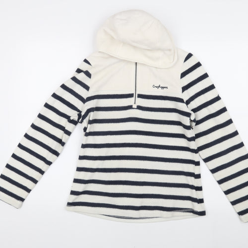 Craghoppers Women's Ivory Striped Fleece Hoodie, Size 10