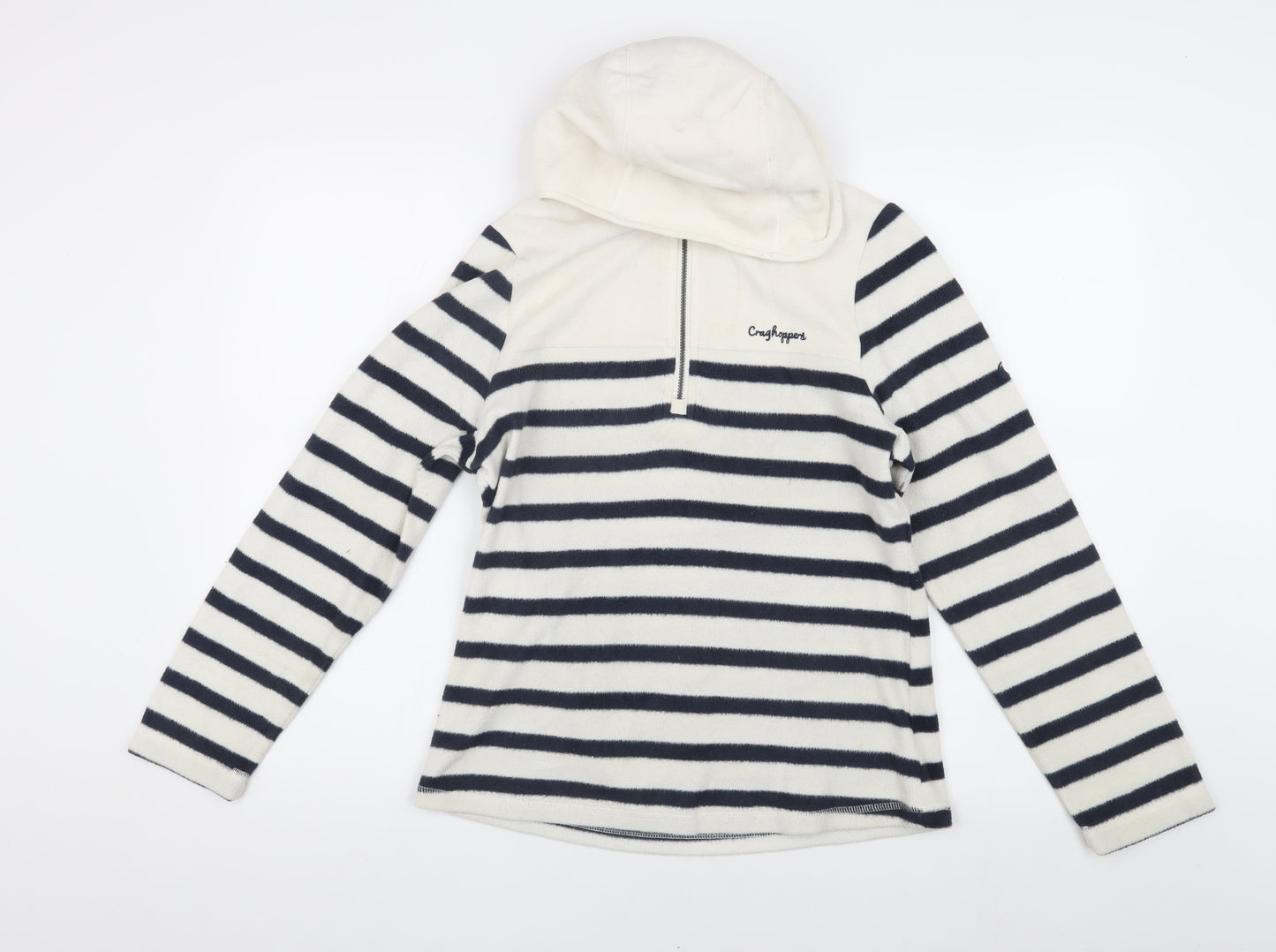 Craghoppers Women's Ivory Striped Fleece Hoodie, Size 10