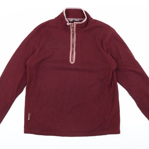 Mountain Warehouse Men's Red 1/4 Zip Fleece Sweatshirt L