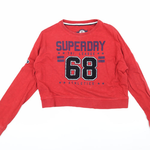Superdry Women Red XS Pullover Sweatshirt - Sporty Casual