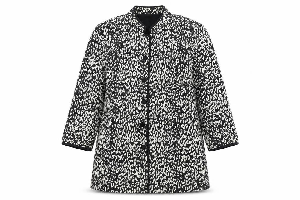 Front view of Viyella Women's Black Animal Print Jacket, size 12