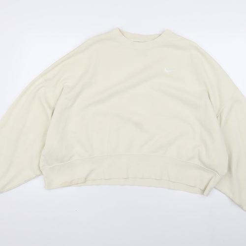 Nike Women's Ivory Pullover Sweatshirt, Size L, Logo Accent