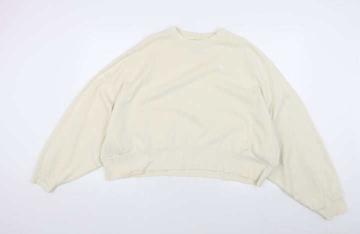 Nike Women's Ivory Pullover Sweatshirt, Size L, Logo Accent