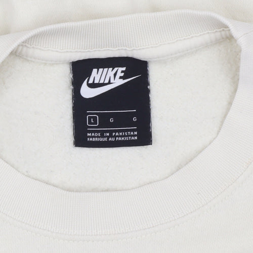 Nike Women's Ivory Pullover Sweatshirt, Size L, Logo Accent