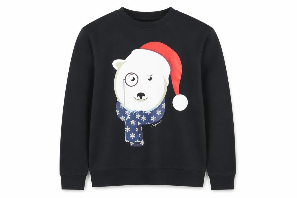 Front view of Jack & Jones Men's Black Christmas Sweatshirt S