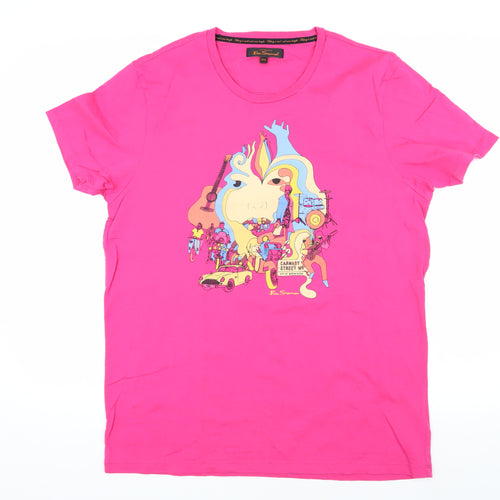 Ben Sherman Men's Grey Graphic Print T-Shirt, L, Short Sleeve