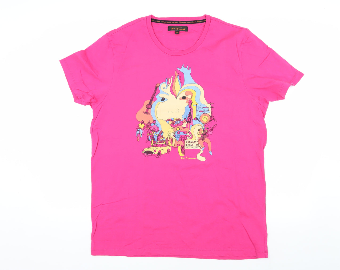 Ben Sherman Men's Grey Graphic Print T-Shirt, L, Short Sleeve