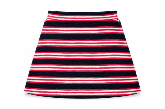 Front view of Superdry Women's A-Line Striped Skirt, 10 Multicoloured