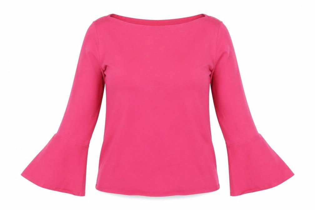 Front view of Hobbs Women's Pink Blouse Bell Sleeve XS