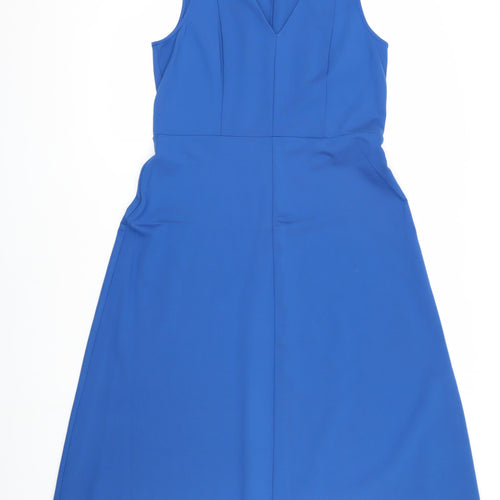 Jigsaw Blue V-Neck Sleeveless Dress Women L