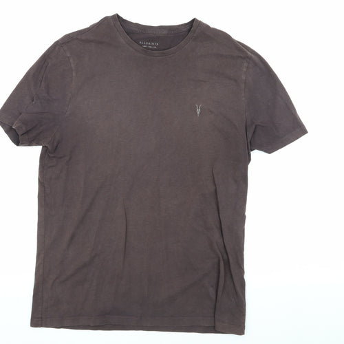 AllSaints Men’s Brown Cotton T-Shirt, Large