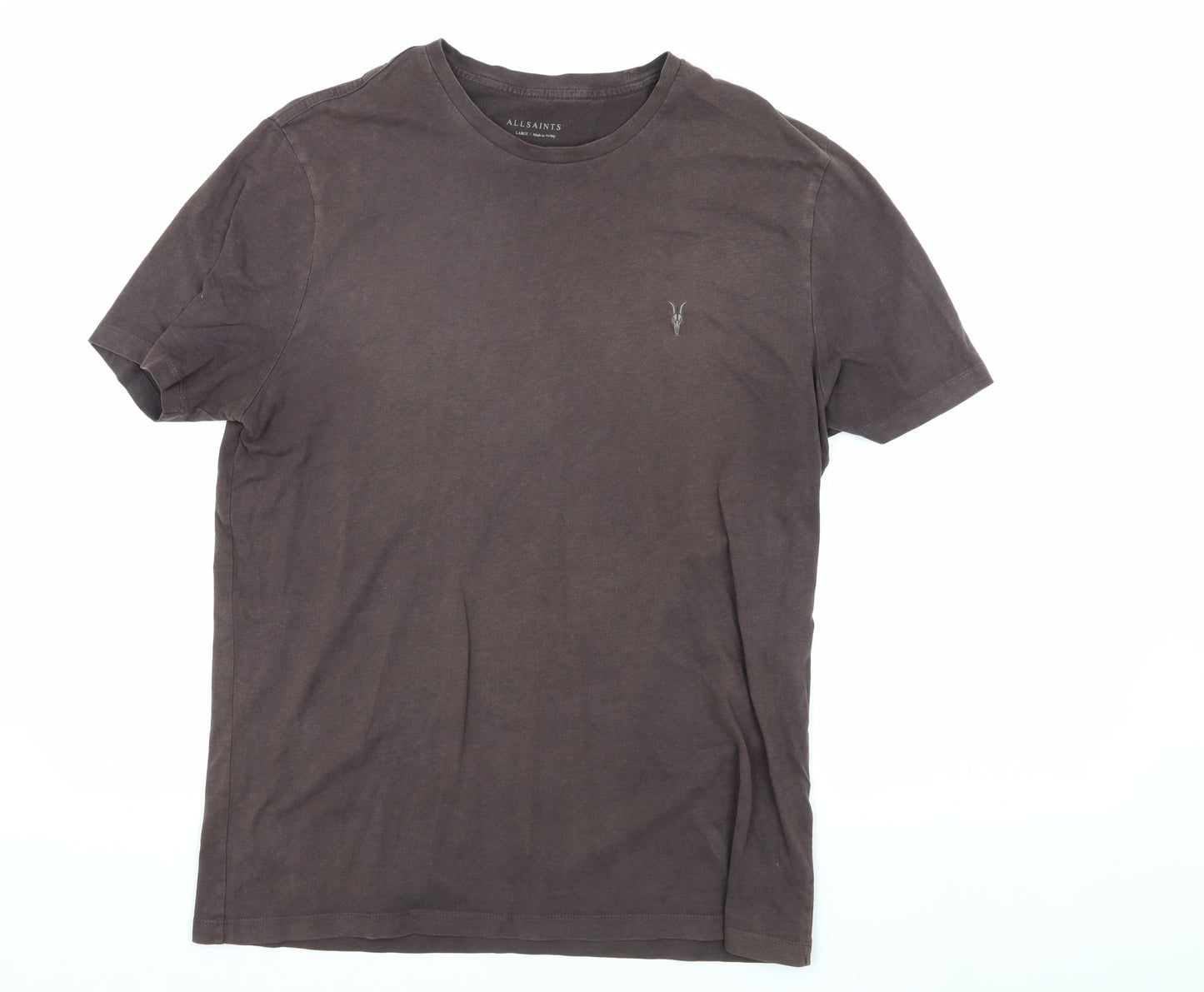AllSaints Men’s Brown Cotton T-Shirt, Large