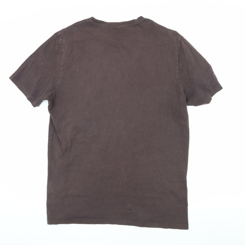 AllSaints Men’s Brown Cotton T-Shirt, Large