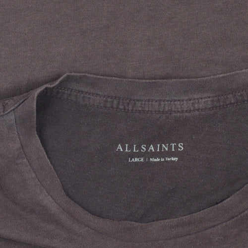 AllSaints Men’s Brown Cotton T-Shirt, Large