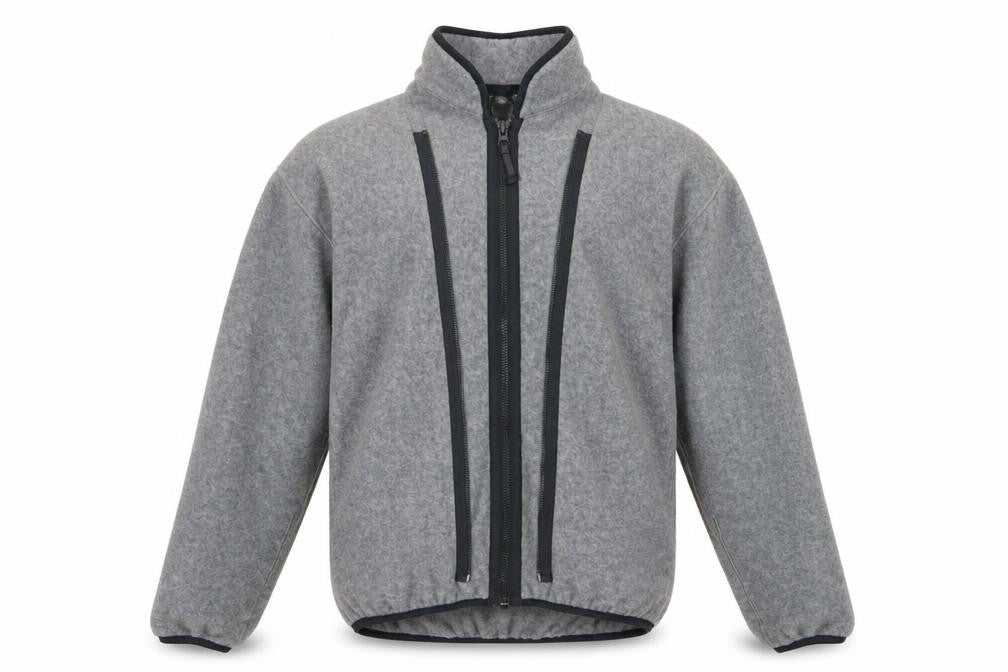 Front view of DKNY Men's Grey Fleece Basic Jacket M