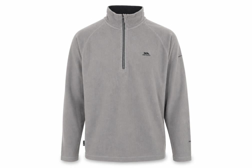 Front view of Trespass Men's Grey Fleece 1/4 Zip Sweatshirt L