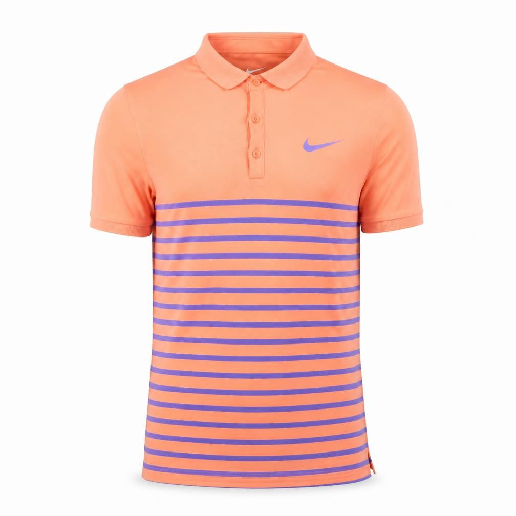 Front view of Nike Men's Orange Striped Polo XS