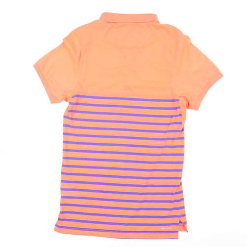 Nike Men's Orange Striped Polo XS