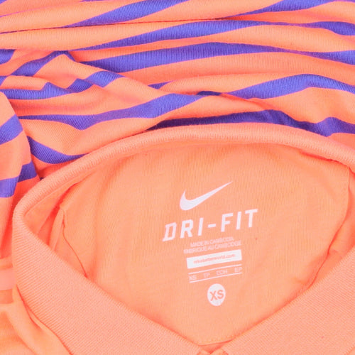 Nike Men's Orange Striped Polo XS