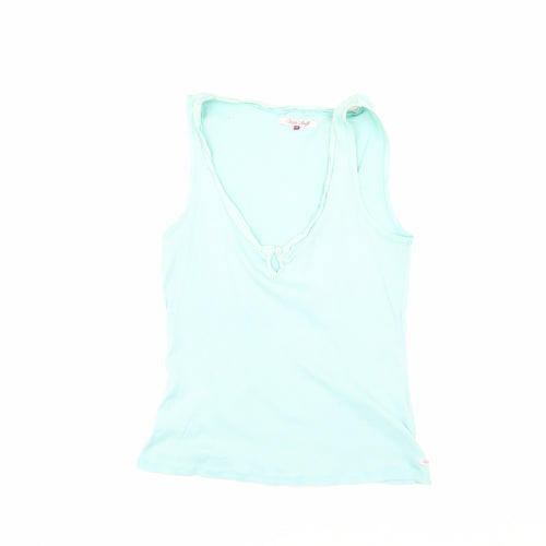 White Stuff Women's Blue Tank Top, Size 12, Cotton V-Neck