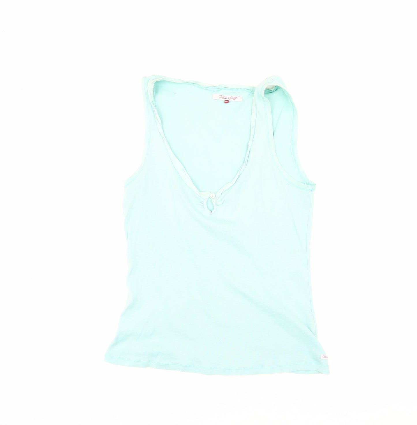 White Stuff Women's Blue Tank Top, Size 12, Cotton V-Neck