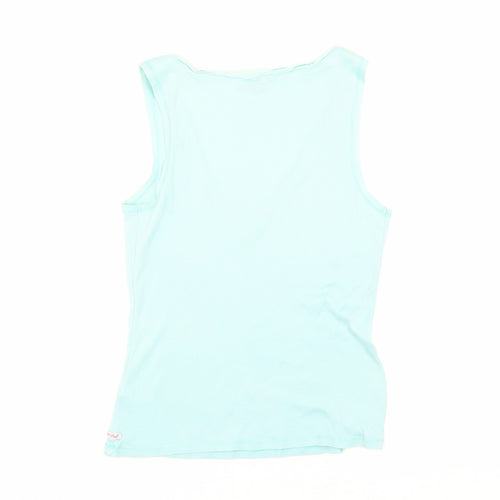 White Stuff Women's Blue Tank Top, Size 12, Cotton V-Neck