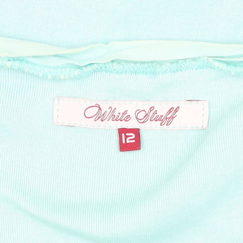 White Stuff Women's Blue Tank Top, Size 12, Cotton V-Neck