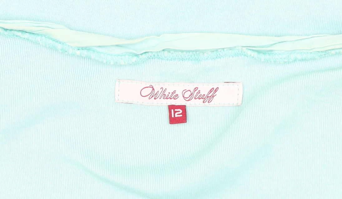 White Stuff Women's Blue Tank Top, Size 12, Cotton V-Neck
