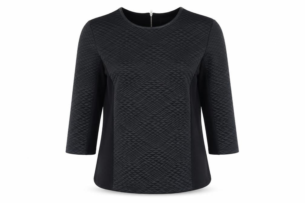Front view of Laura Ashley Women's Black Quilted Blouse UK 12