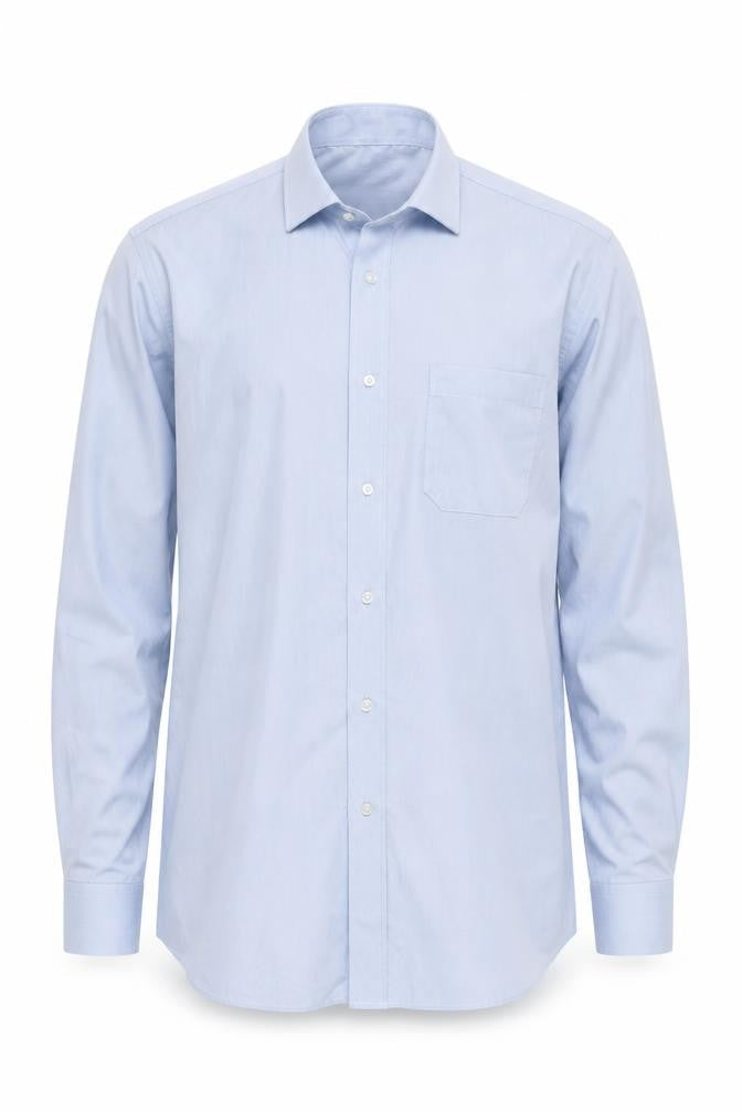 Front view of Paradigm Double Two Men's Blue Long Sleeve Shirt