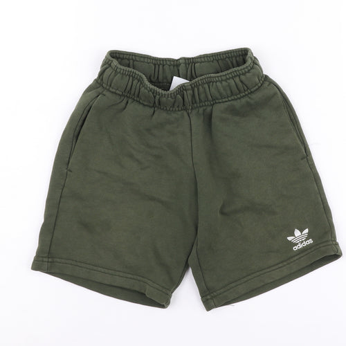 Adidas Boys Green Athletic Shorts 5-6 Years
