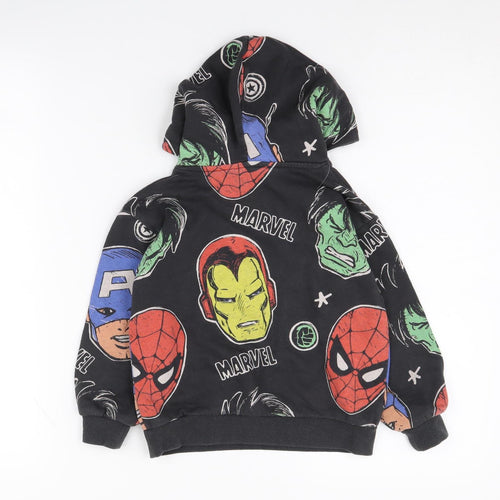 H&M Boys Black Marvel Pullover Hoodie 4-6 Years