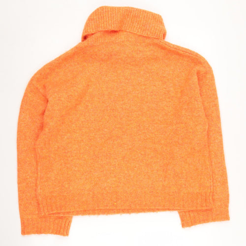 Oliver Bonas Women's Orange Roll Neck Jumper Size 12