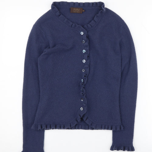 Pure Collection Women's Blue Cashmere Cardigan Size 8