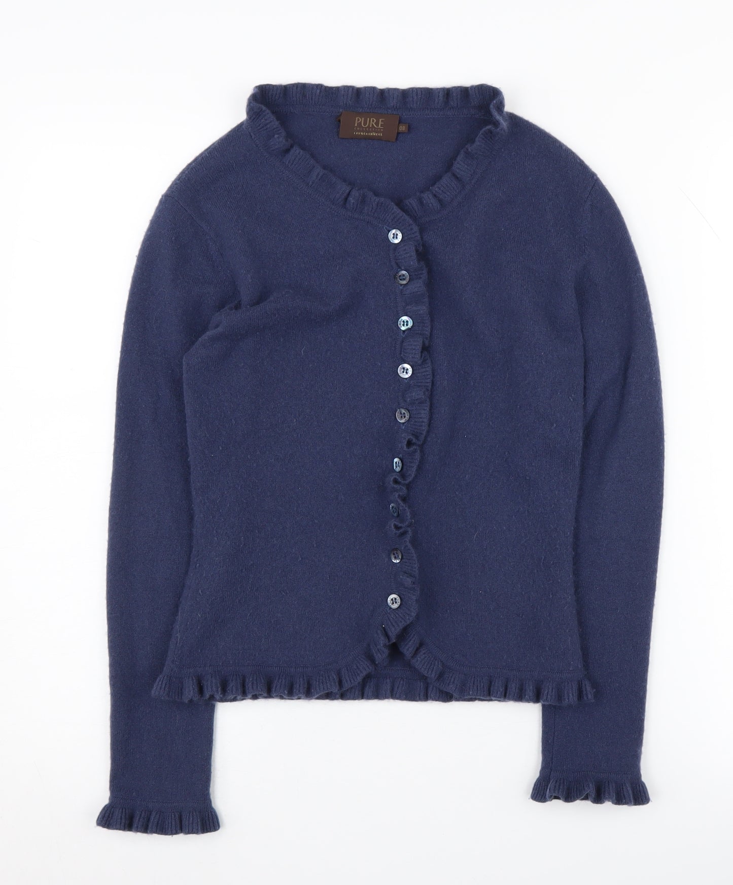 Pure Collection Women's Blue Cashmere Cardigan Size 8