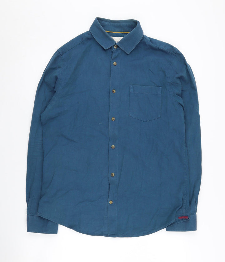 John Lewis Men's Blue Cotton Casual Button-Up Shirt
