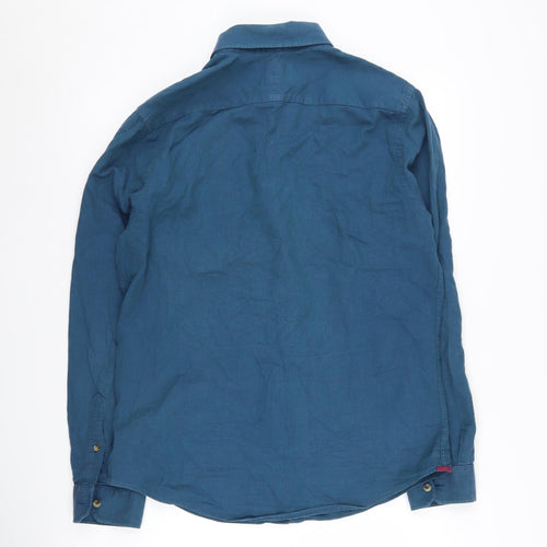 John Lewis Men's Blue Cotton Casual Button-Up Shirt